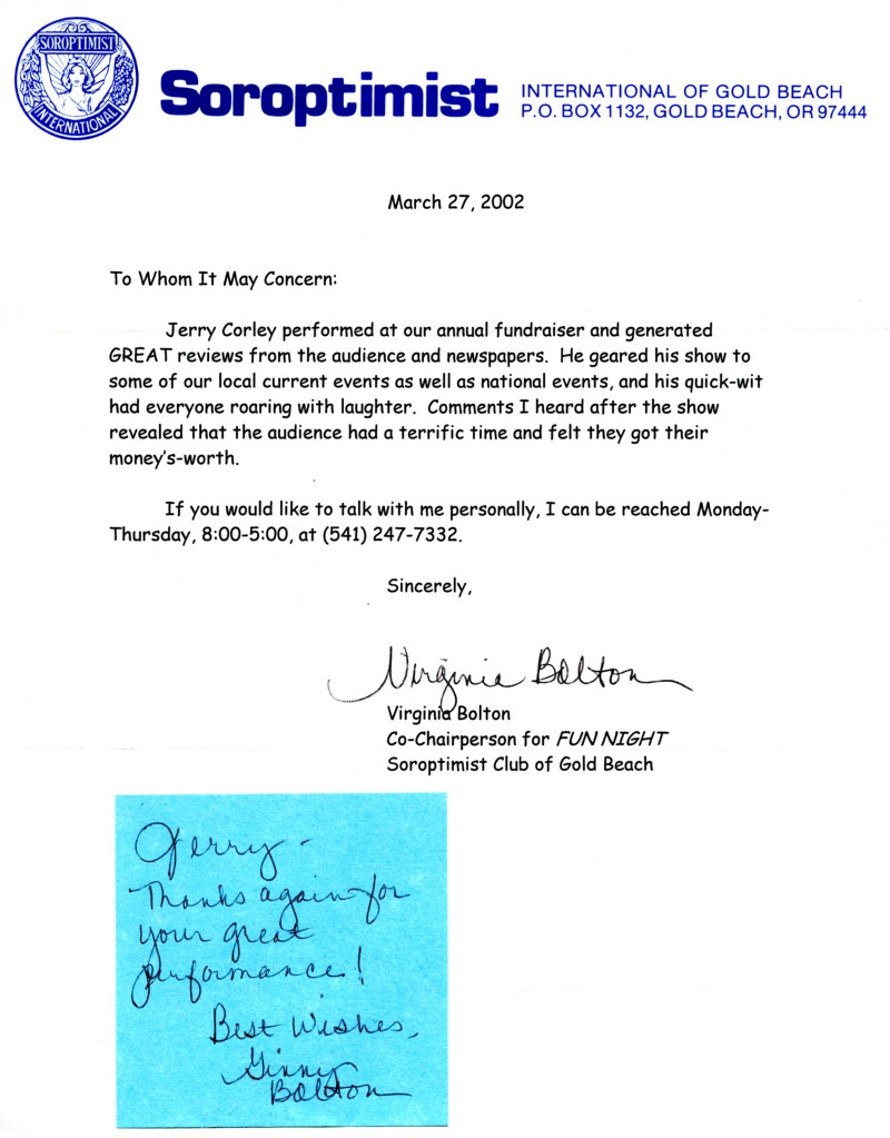 Testimonial from Soroptimist International